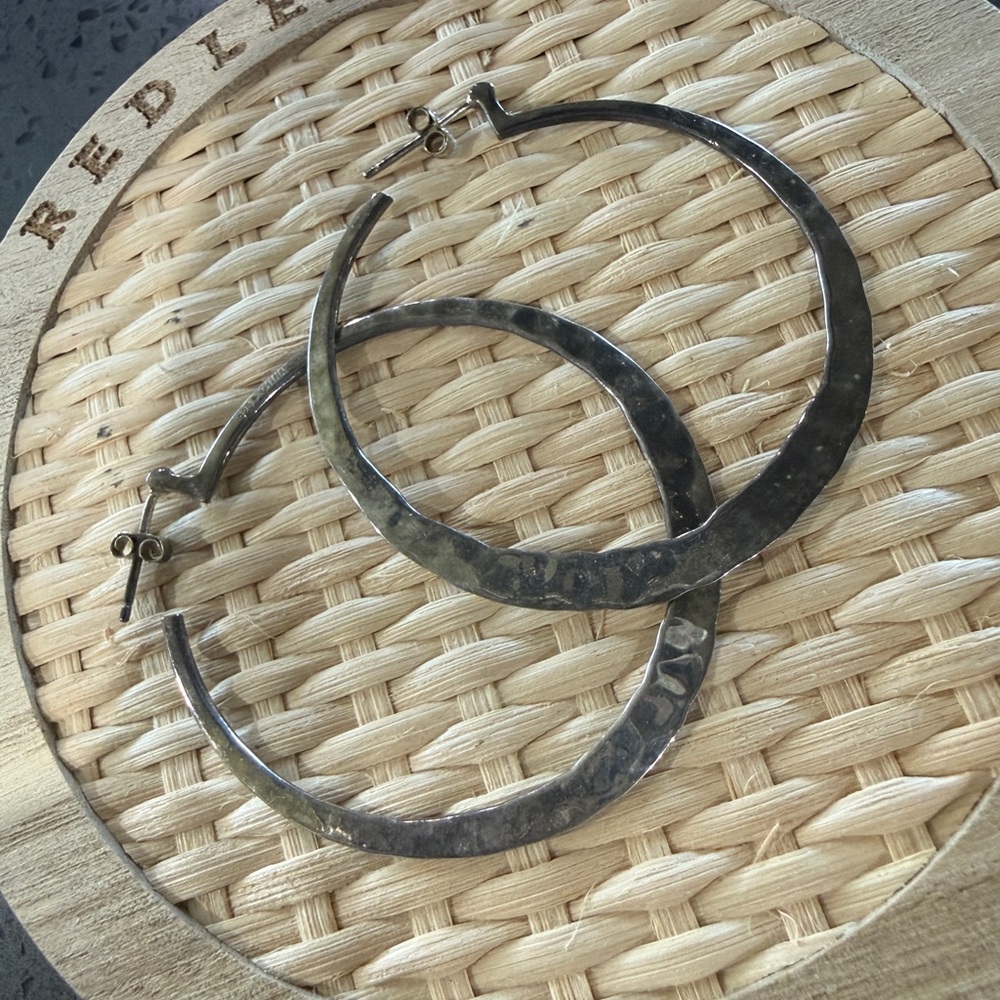 Silpada Hammered Hoop Earrings - Silver